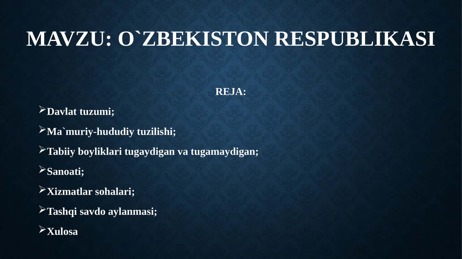 O`ZBEKISTON RESPUBLIKASI 1