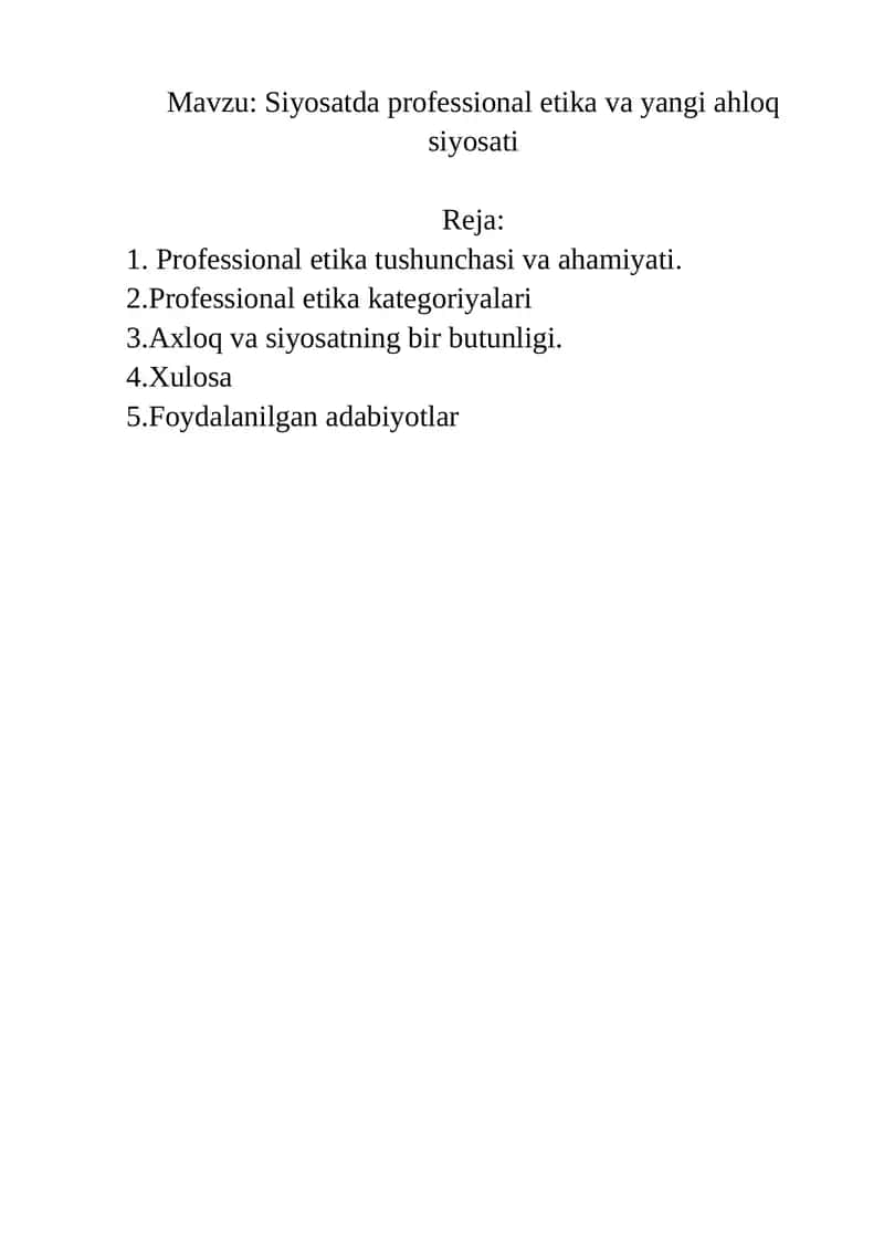 Siyosatda professional etika va yangi ahloq siyosati 1
