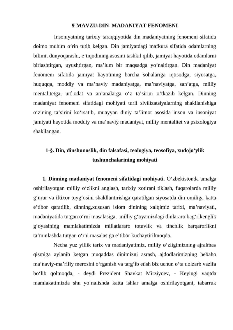DIN MADANIYAT FENOMENI 1