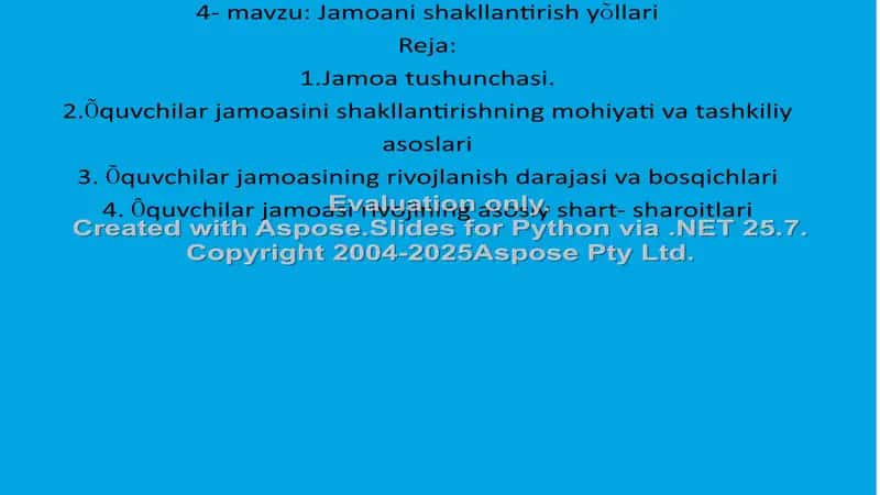 Jamoani shakllantirish yõllari 1