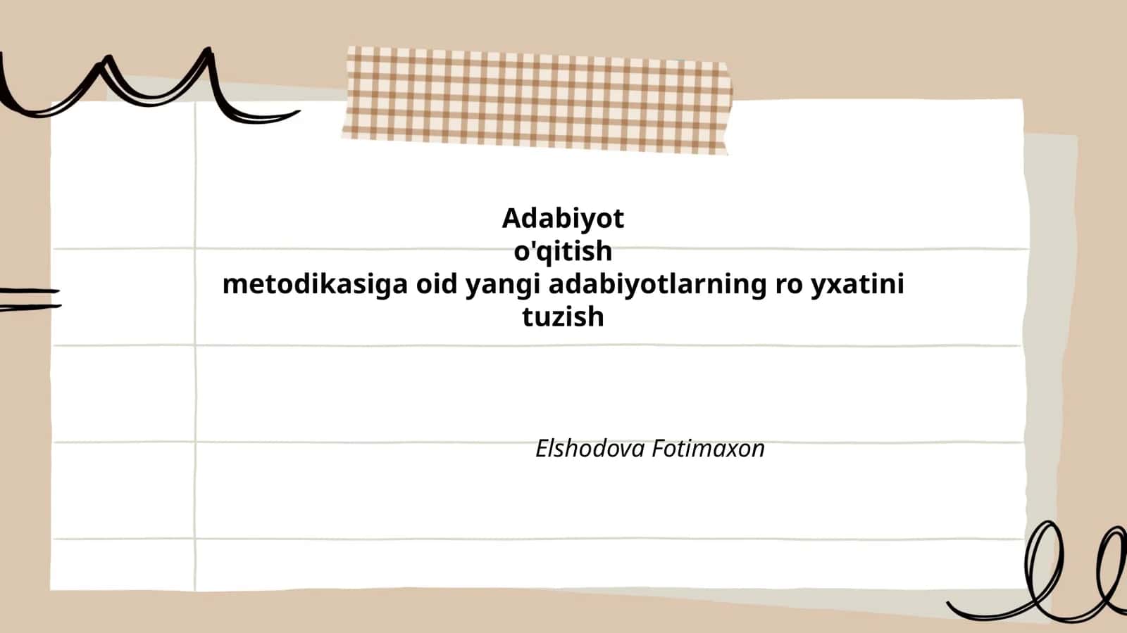 Adabiyot O'qitish Metodikasi 1