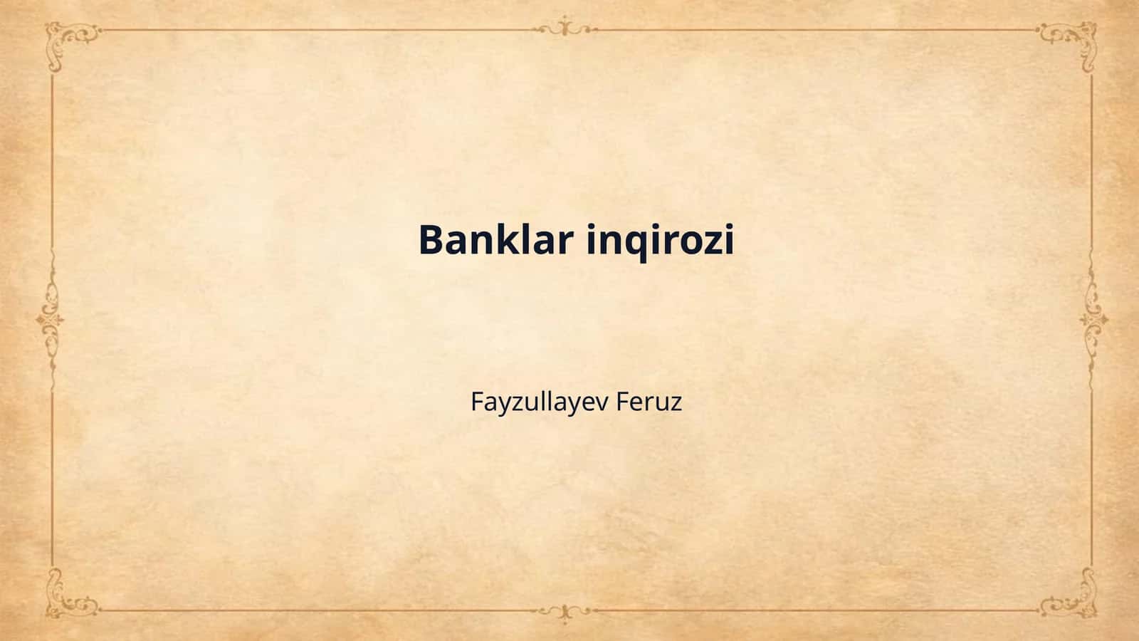 Banklar inqirozi 1