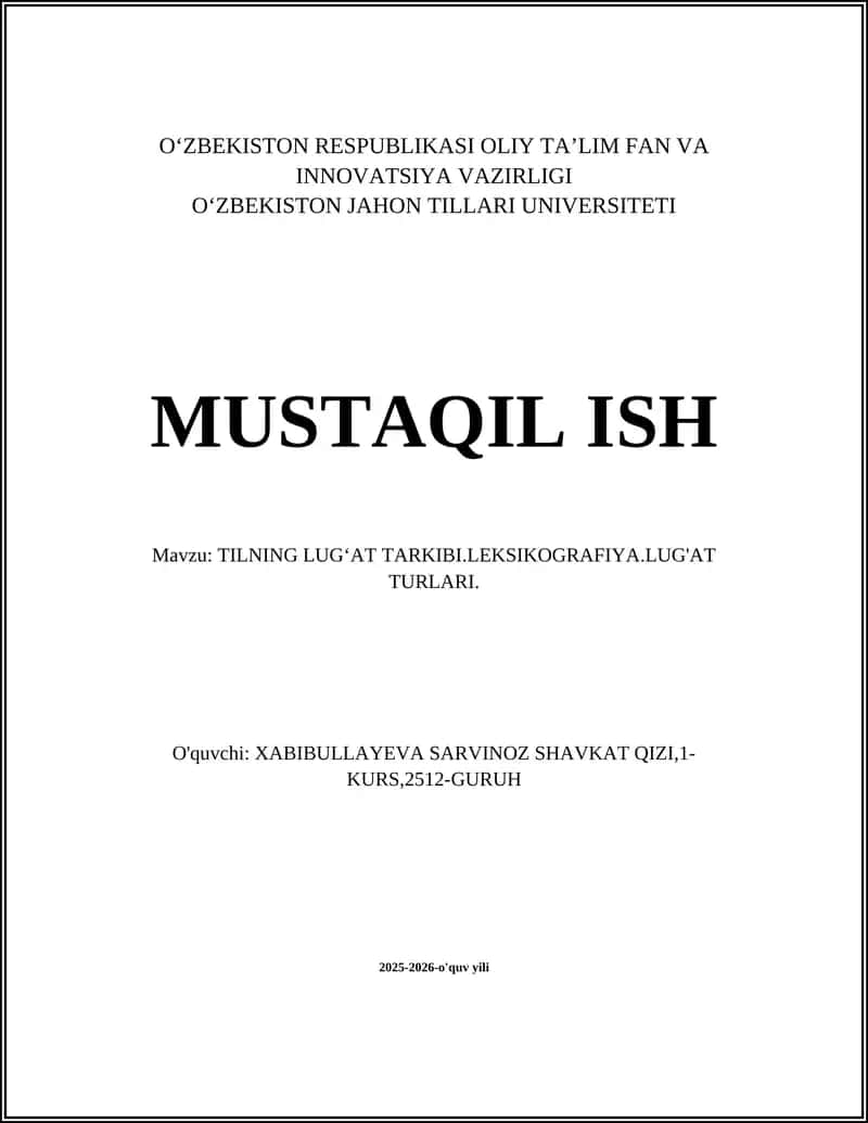 TILNING LUG'AT TARKIBI.LEKSIKOGRAFIYA.LUG'AT TURLARI 1