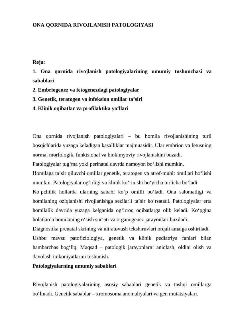 ONA QORNIDA RIVOJLANISH PATOLOGIYASI 1