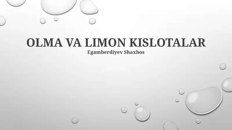 Olma va Limon Kislotalari 1
