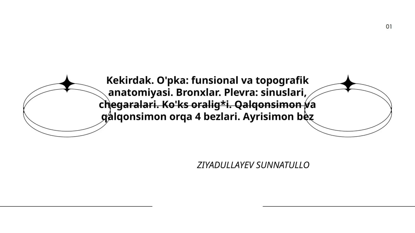 Kekirdak. O'pka: funsional va topografik anatomiyasi 1