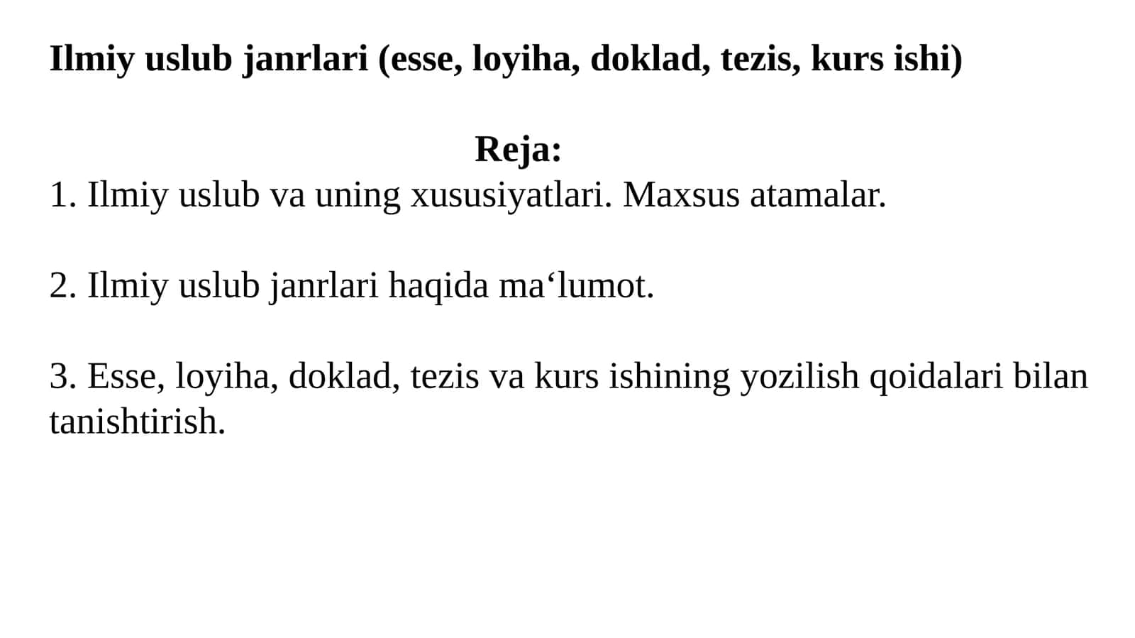 Ilmiyuslubjanrlari(esse,loyiha,doklad,tezis,kursishi) 1