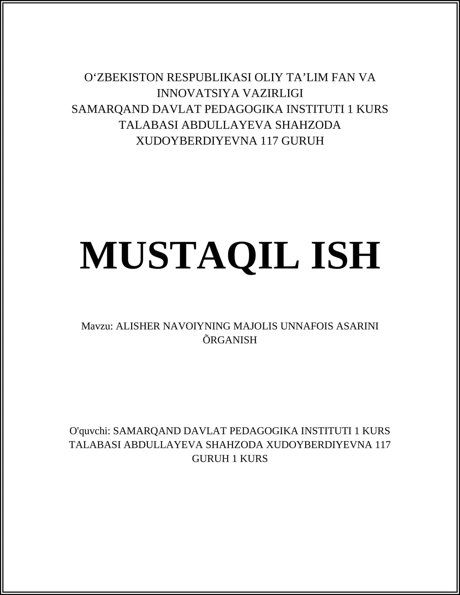 Majolis Unnofiy 1