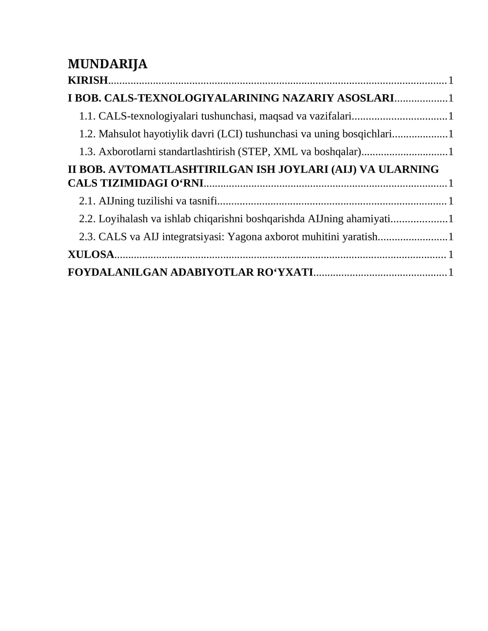 CALS-TEXNOLOGIYALARINING NAZARIY ASOSLARI 1