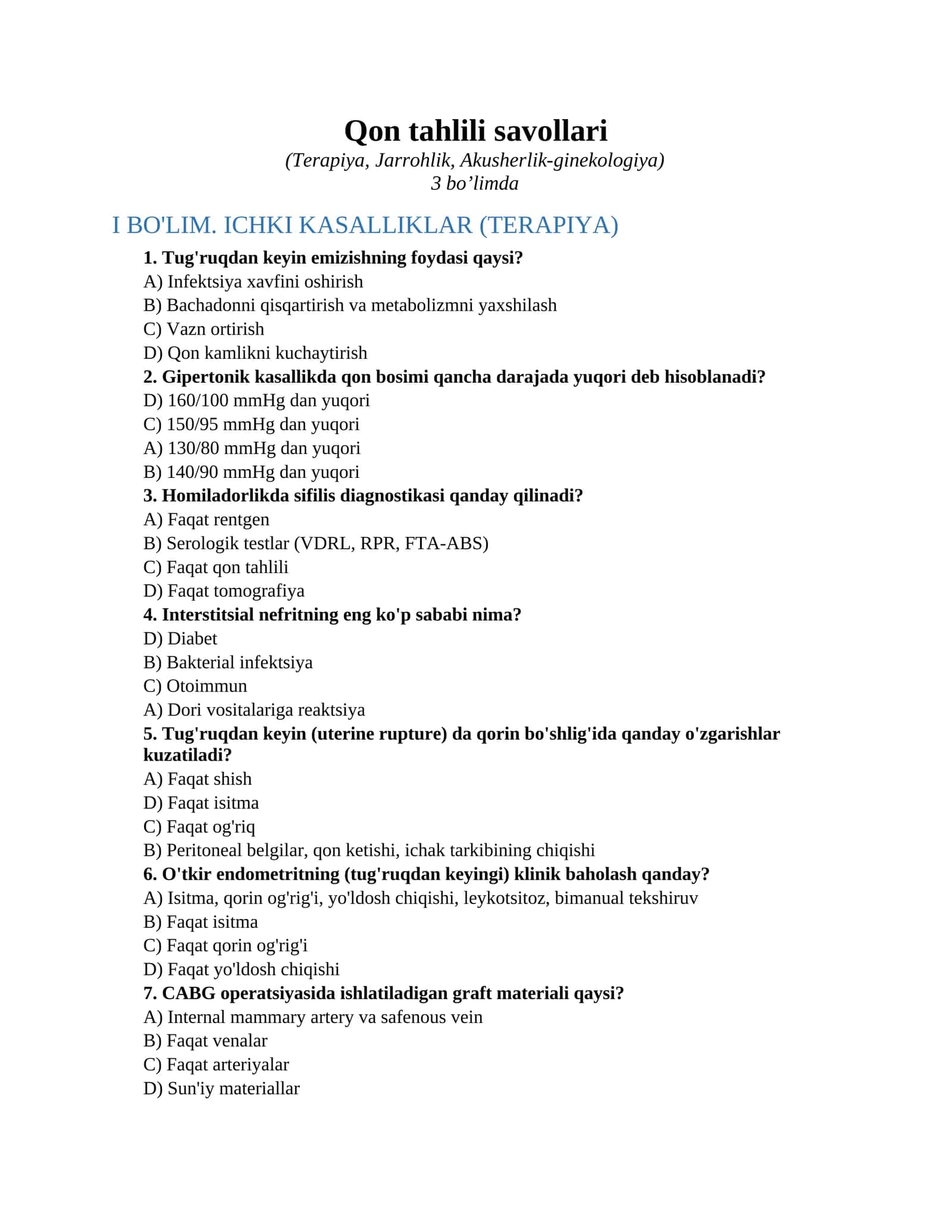Qon tahlili savollari 1
