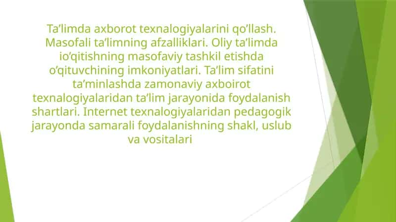 Masofali ta'limning afzalliklari 1