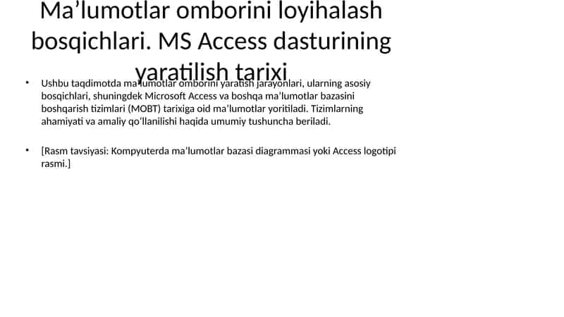 maʼlumotlar omborini loyihalash 1