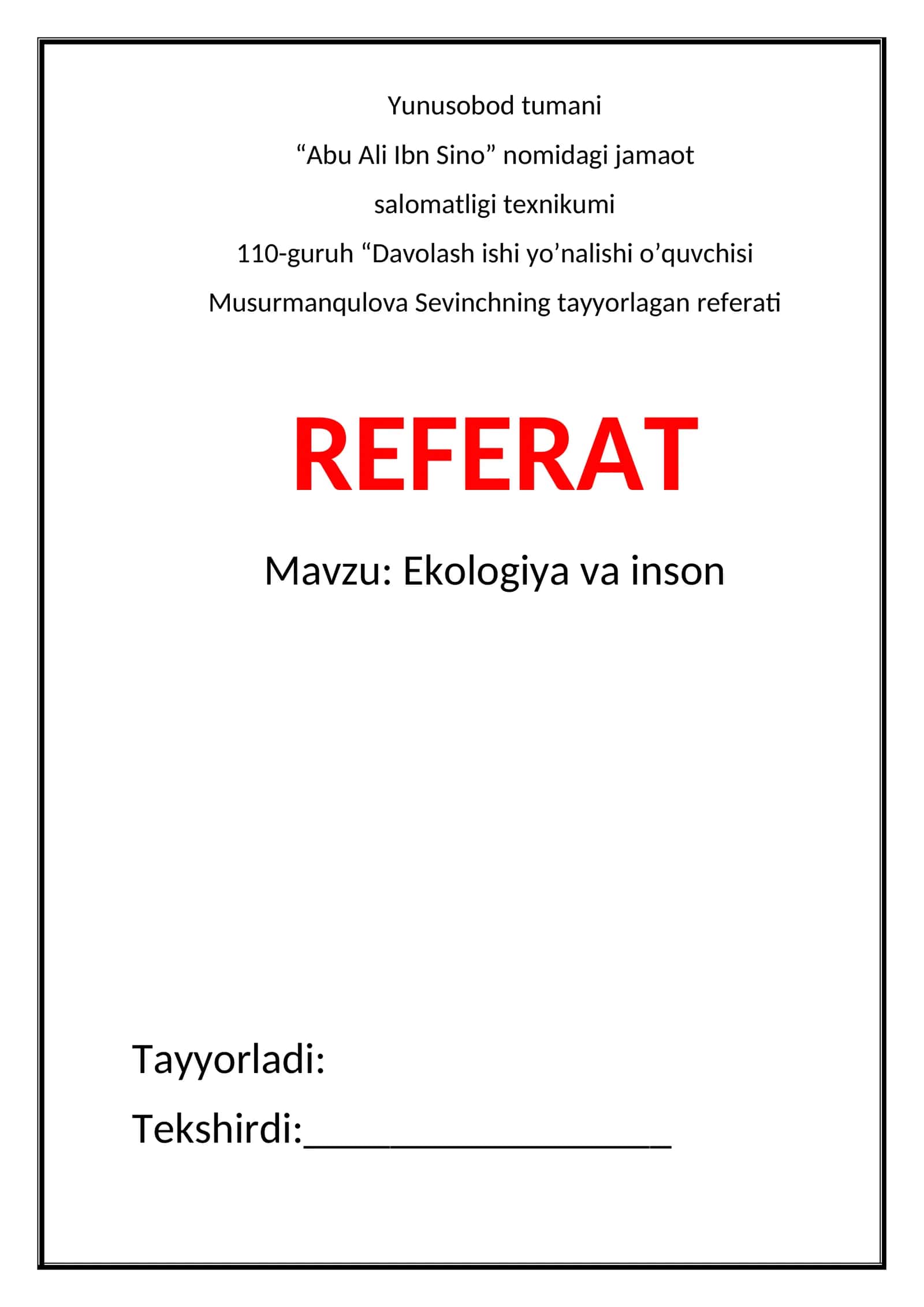 Ekologiya va inson 1