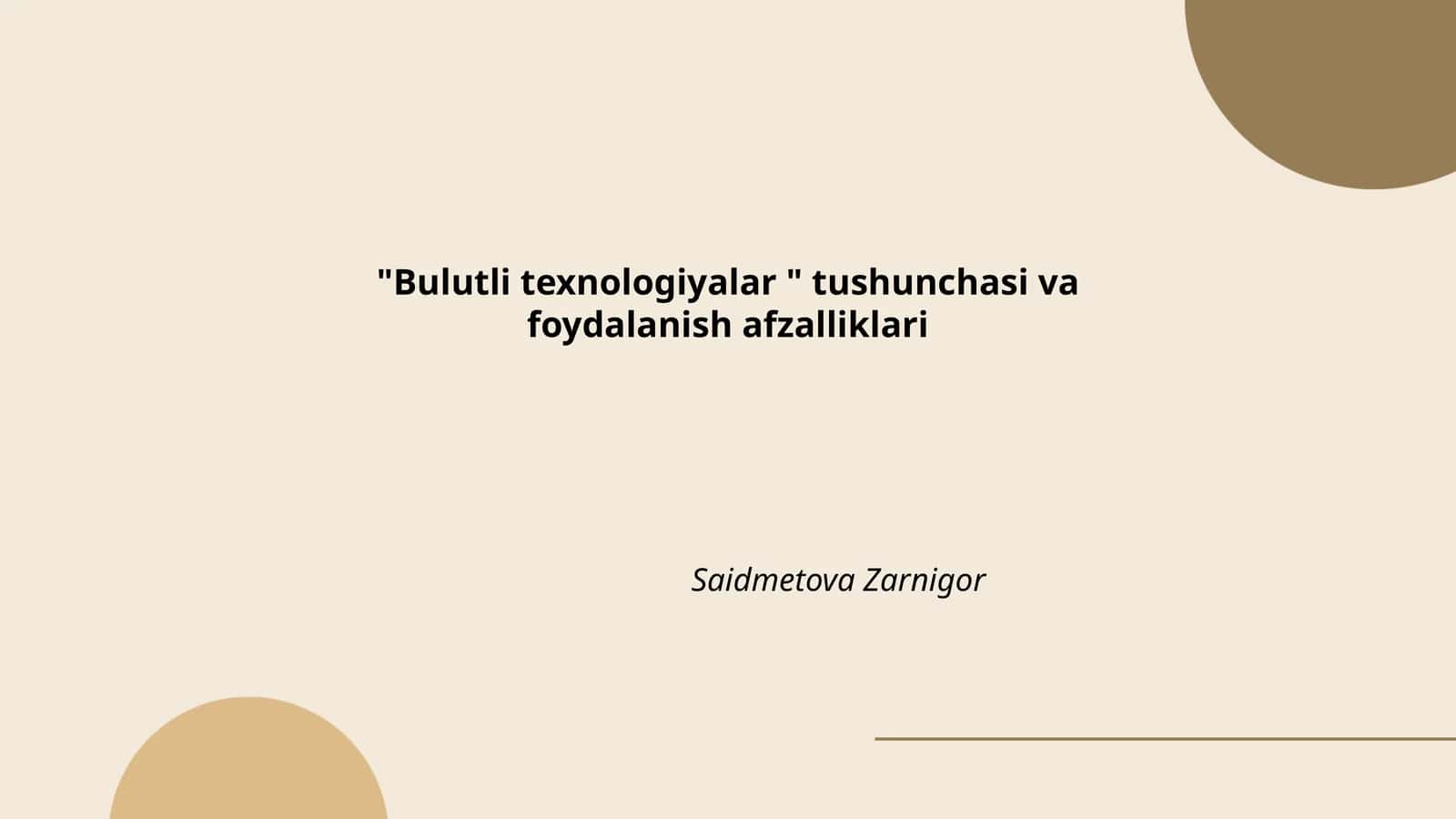 Bulutli texnologiyalar tushunchasi va foydalanish afzalliklari 1