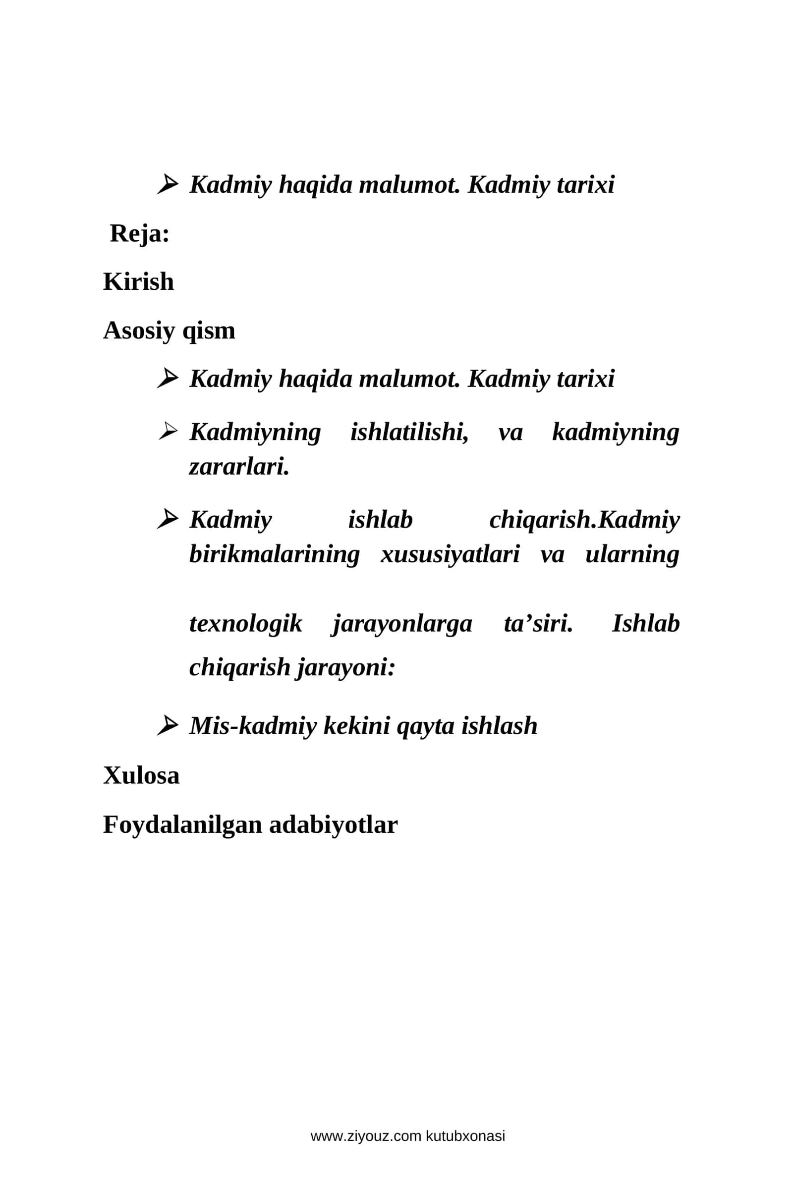 Kadmiy haqida malumot. Kadmiy tarixi 1
