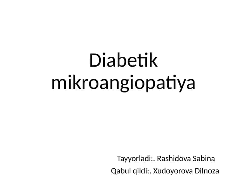 Diabetik mikroangiopatiya 1