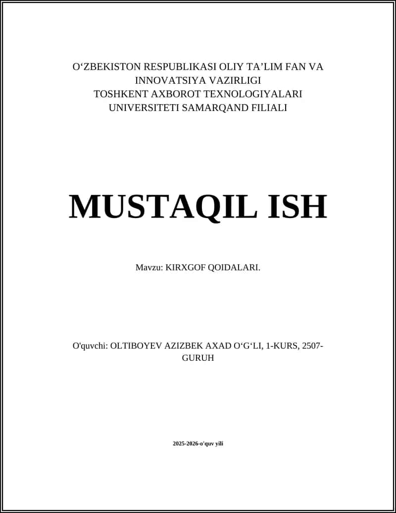 KIRXGOF QOIDALARI 1