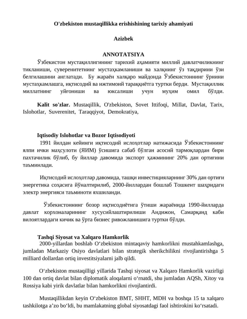 Iqtisodiy Islohotlar 1