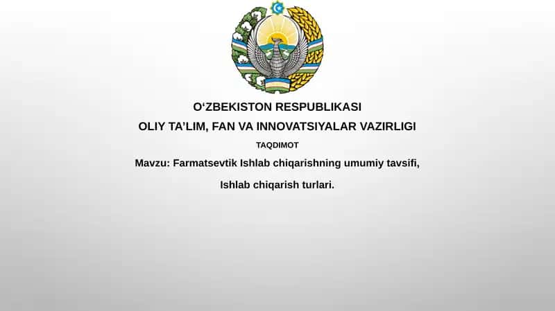 Farmatsevtika Ishlab Chiqarish 1