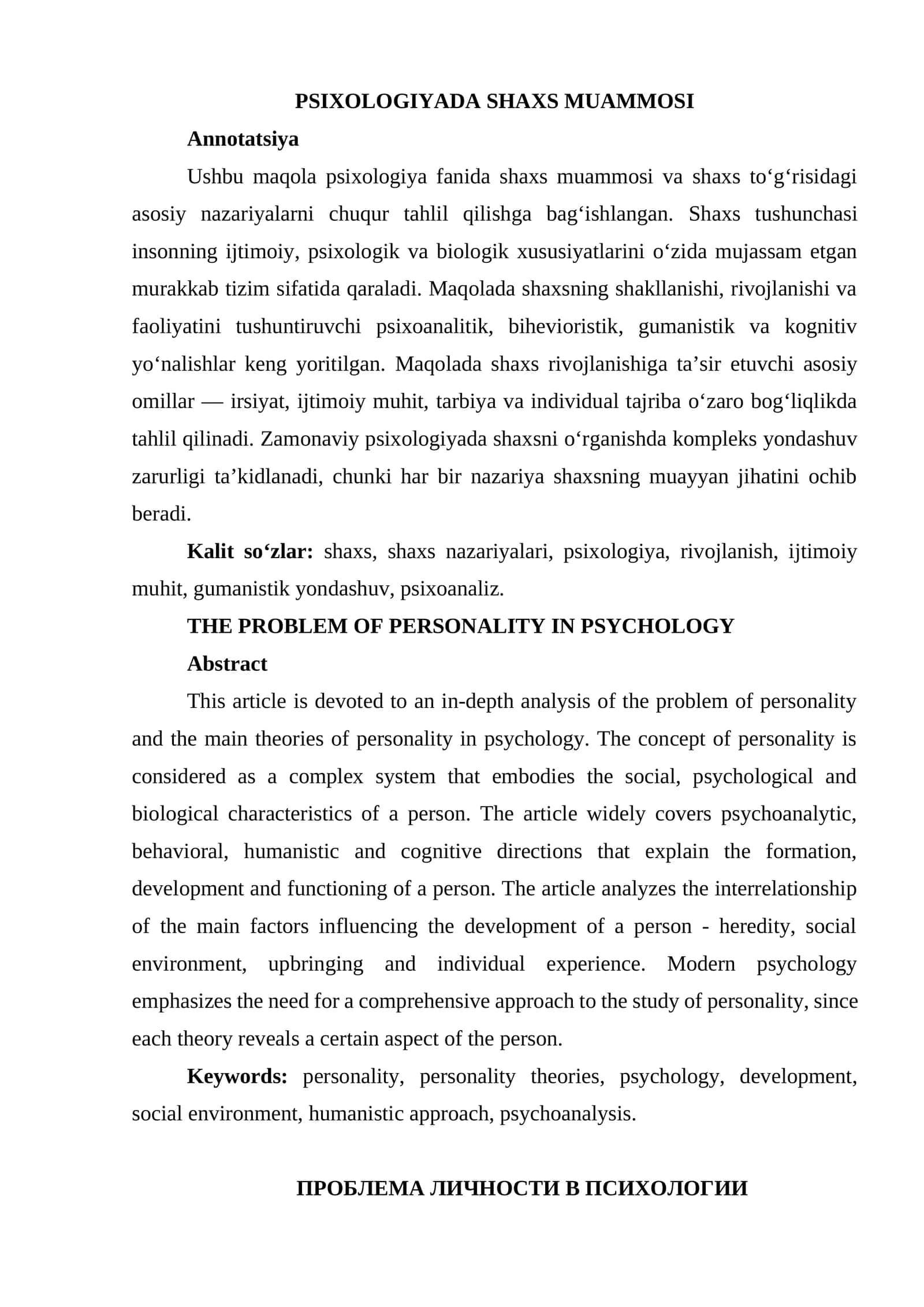 PSIXOLOGIYADA SHAXS MUAMMOSI 1