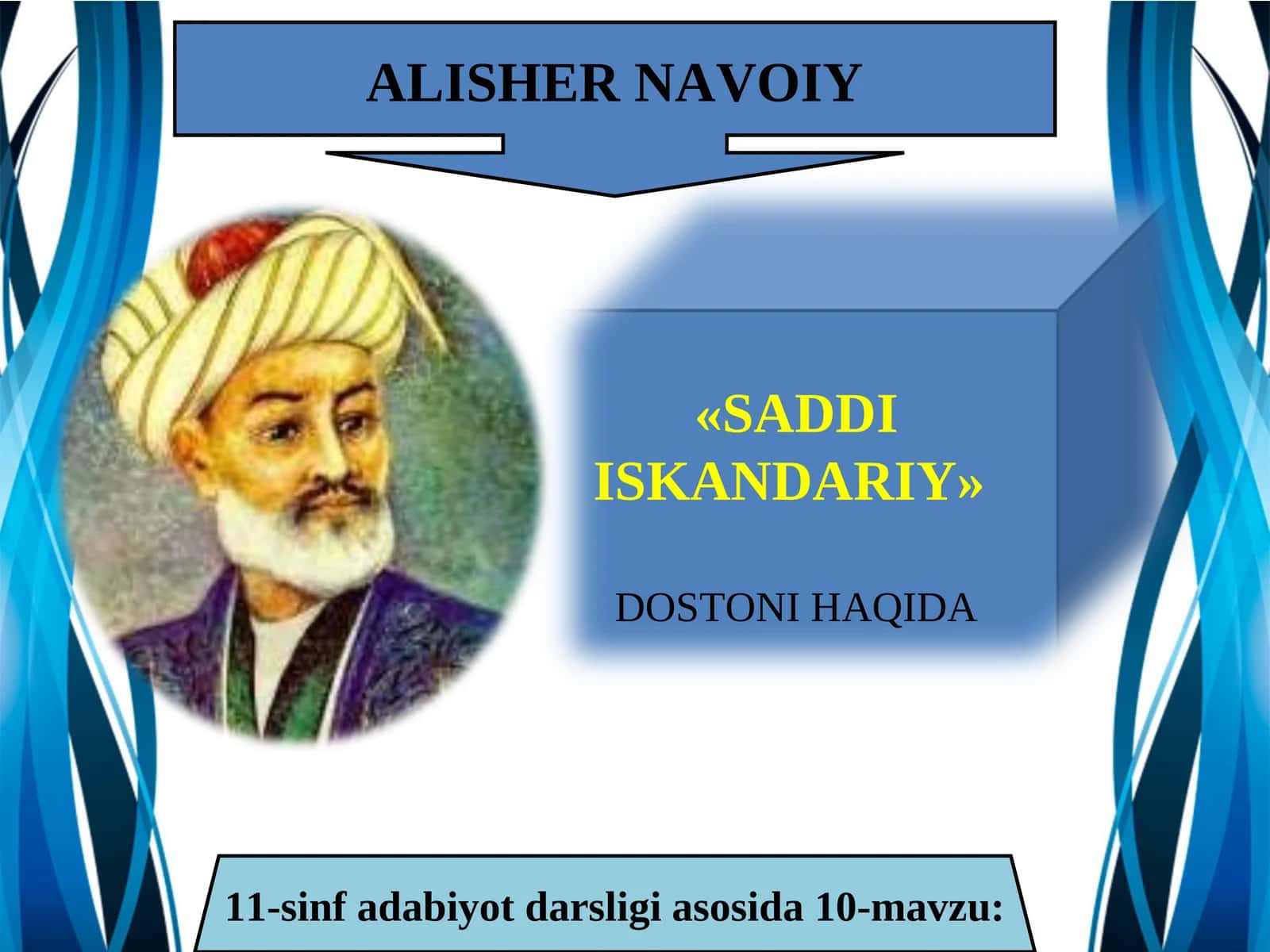 ALISHER NAVOIY «SADDI ISKANDARIY» DOSTONI HAQIDA 1
