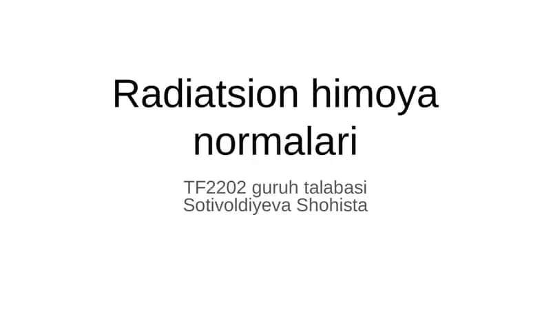 Radiatsion himoya normalari 1