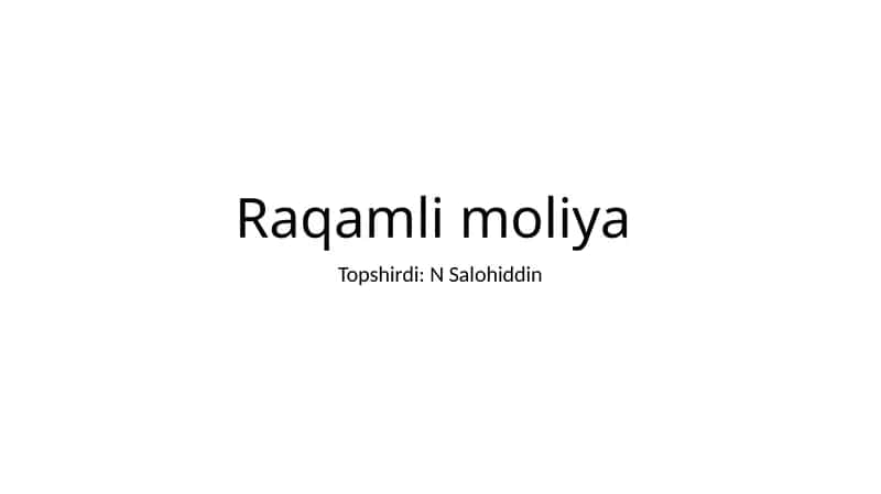 Raqamli moliya 1