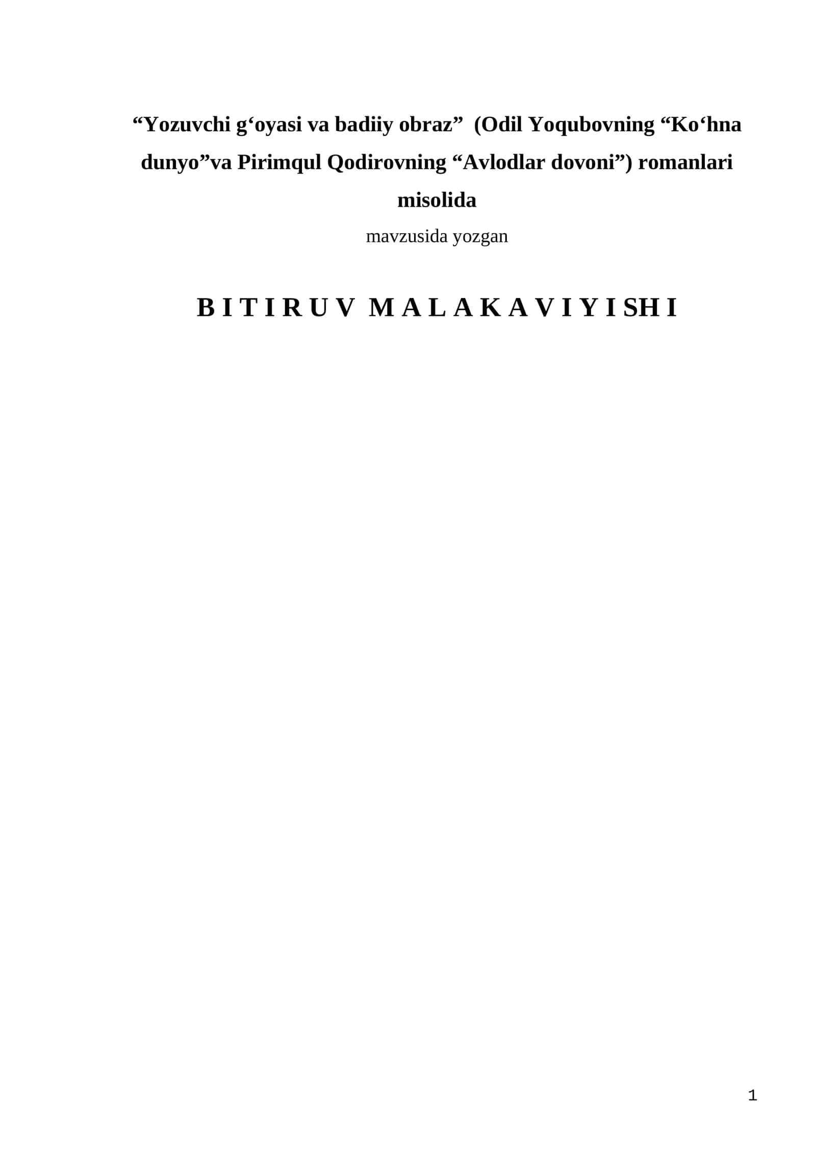 Yozuvchi g‘oyasi va badiiy obraz 1