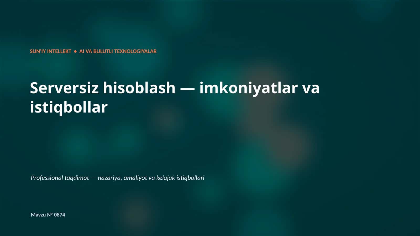 Bulutli AI va Serversiz Hisoblash 1