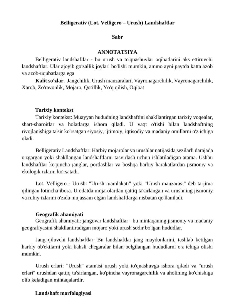 Belligerativ Landshaftlar 1