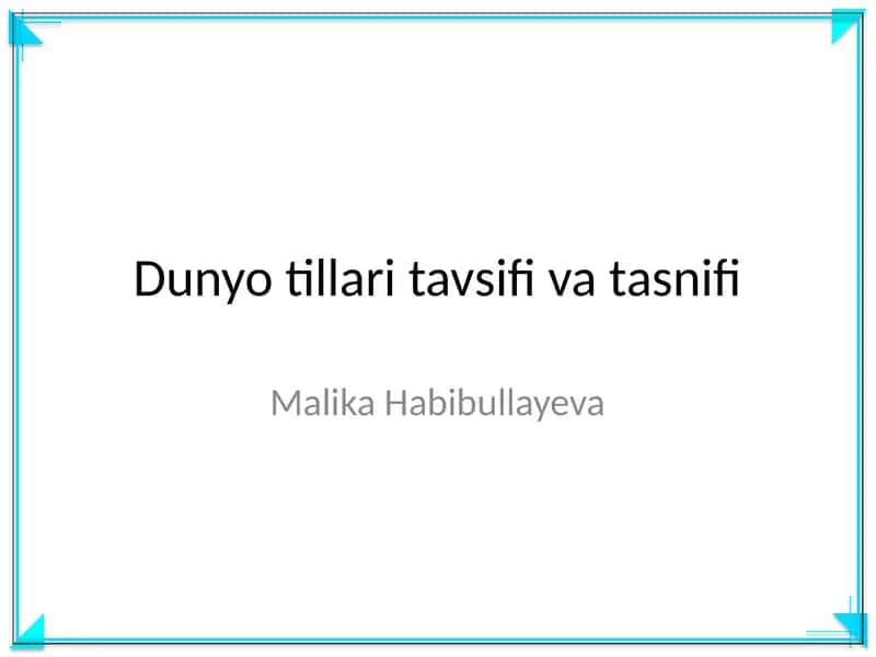 Dunyo tillari tavsifi va tasnifi 1