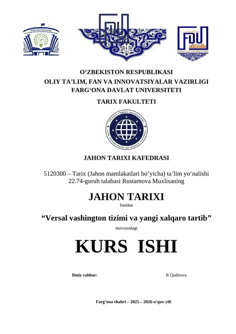 Versal vashington tizimi va yangi xalqaro tartib 1
