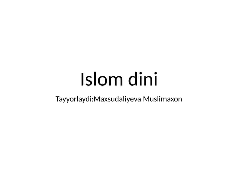 Islomdini Tayyorlaydi 1