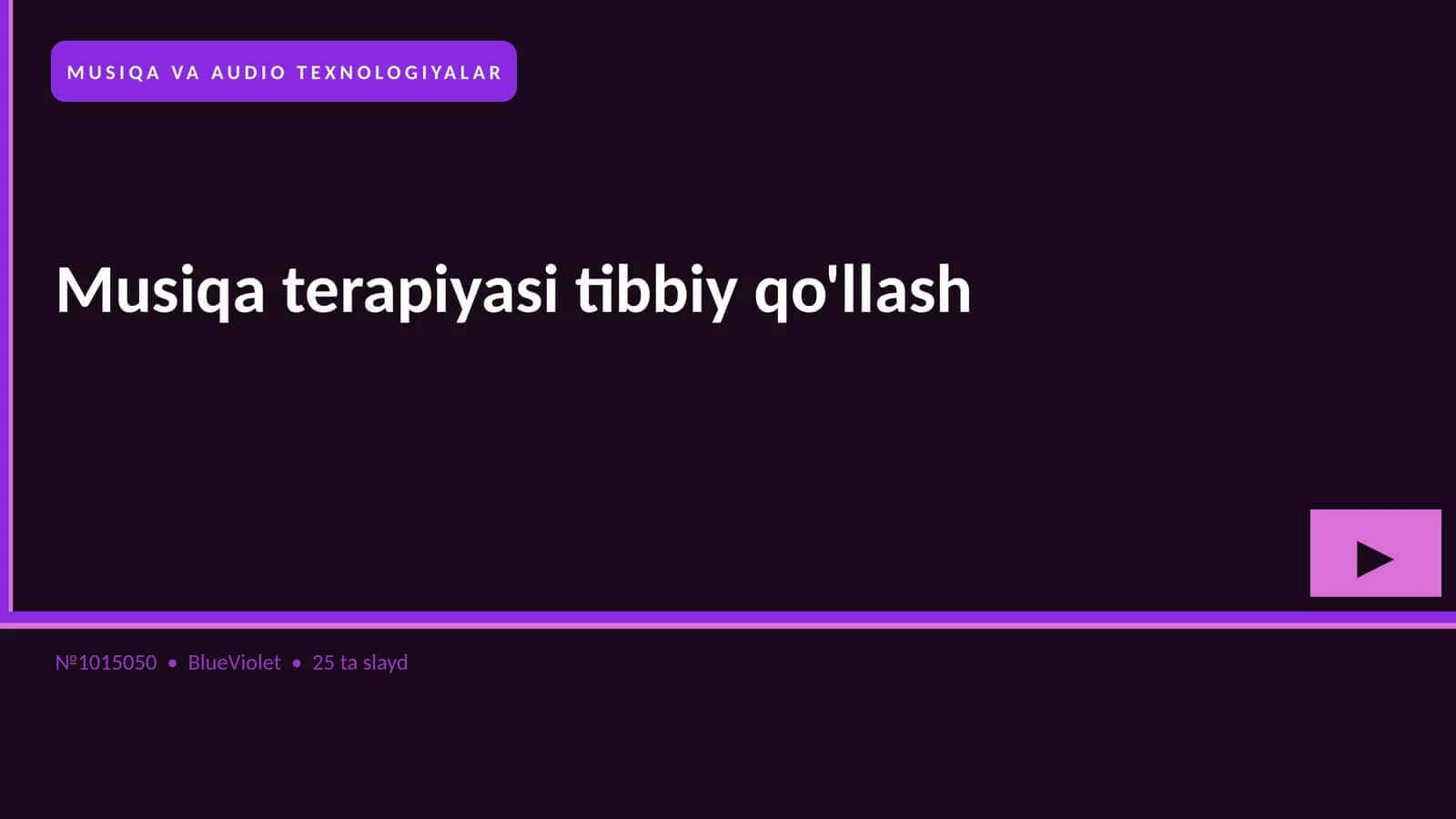 MUSIQA VA AUDIO TEXNOLOGIYALAR 1