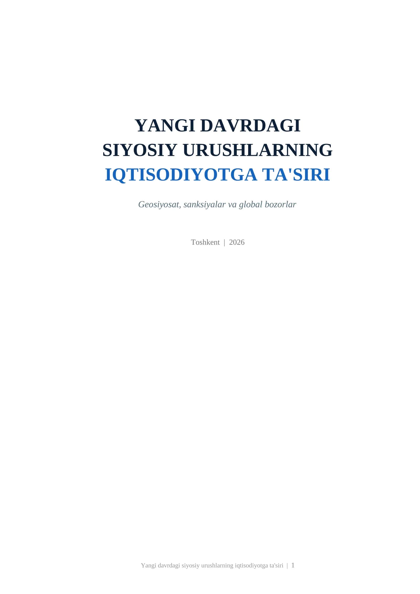 SIYOSIY URUSHLARNING IQTISODIYOTGA TA'SIRI 1