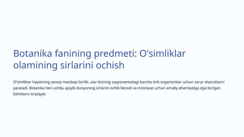 Botanika fanining predmeti 1