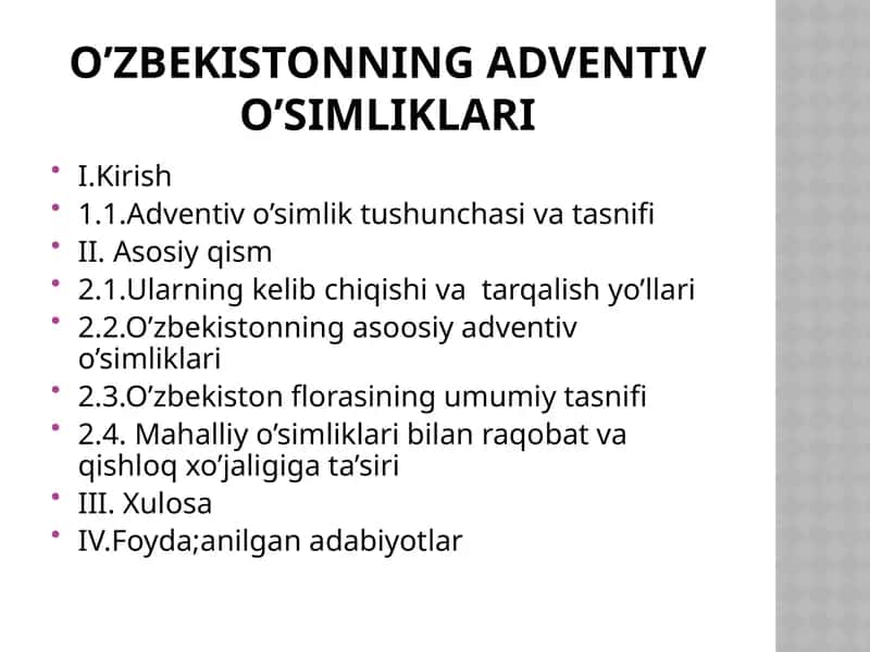 O’zbekistonning adventiv o’simliklari 1