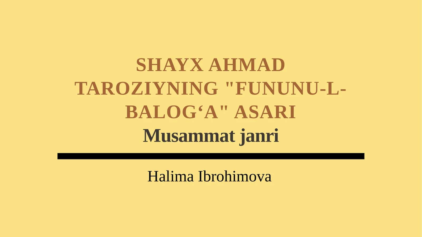 Shayx Ahmad Taroziyning "Fununu-l-Balogʻa" asari 1