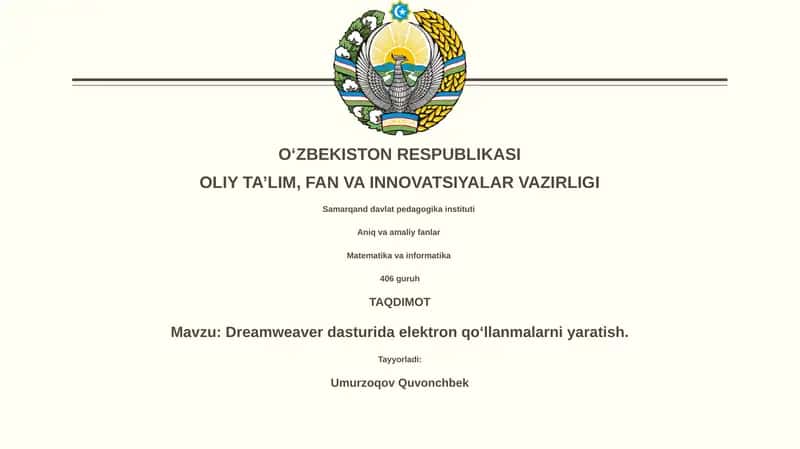 Dreamweaver'da elektron qo'llanmalarni yaratishga kirish 1