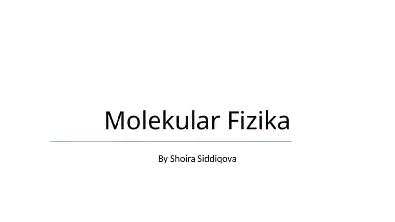 Molekular Fizika 1