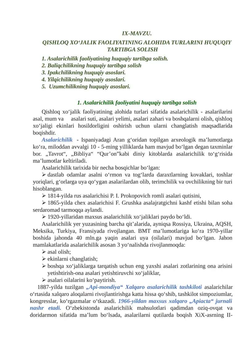 Asalarichilik faoliyatini huquqiy tartibga solish 1