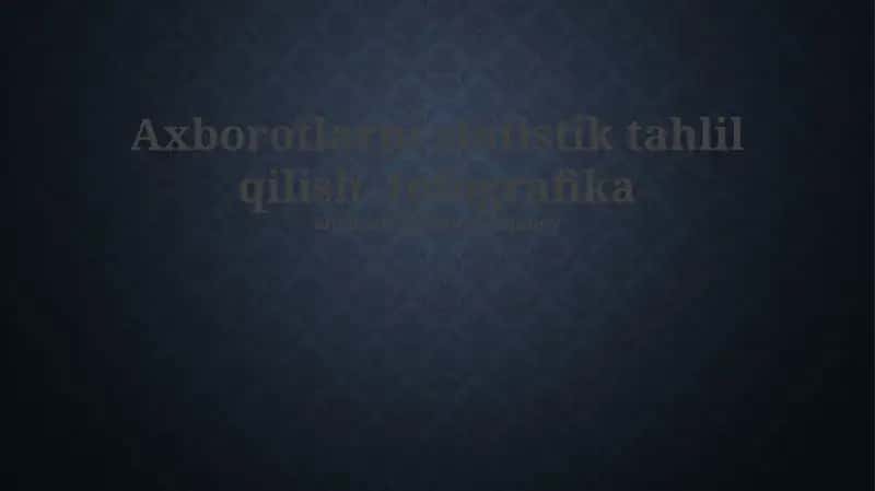 Ma'lumotlarning Statistik Tahlili 1