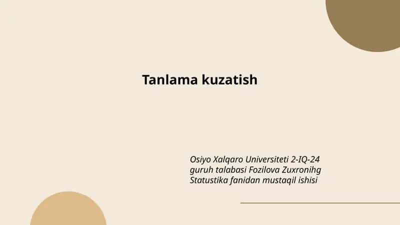 Tanlama kuzatish 1