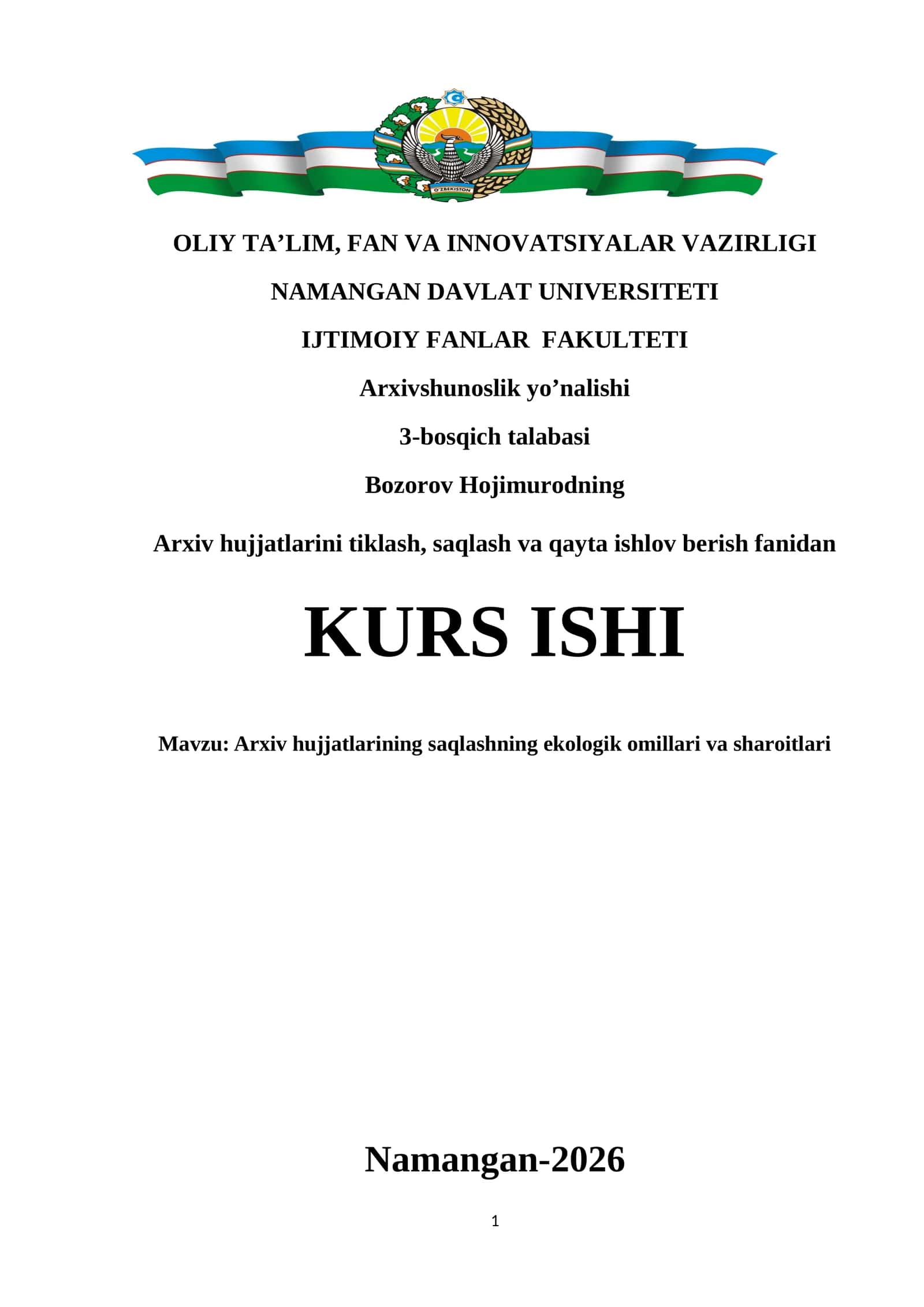 Arxiv hujjatlarining saqlashning ekologik omillari va sharoitlari 1