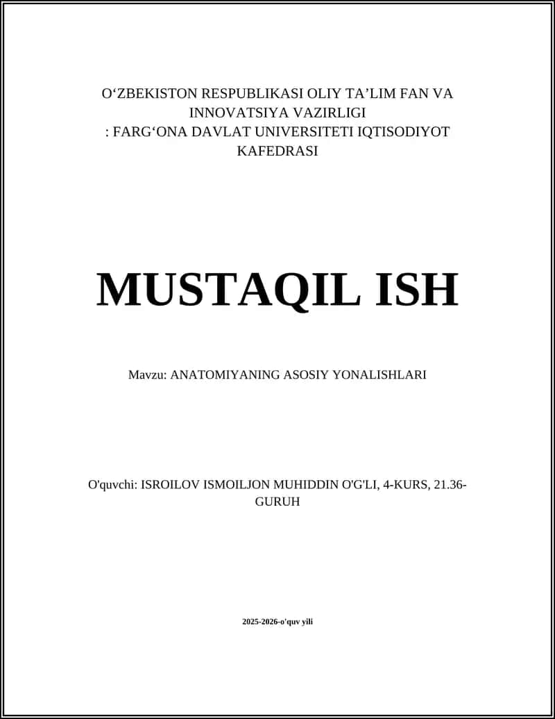 ANATOMIYANING ASOSIY YONALISHLARI 1