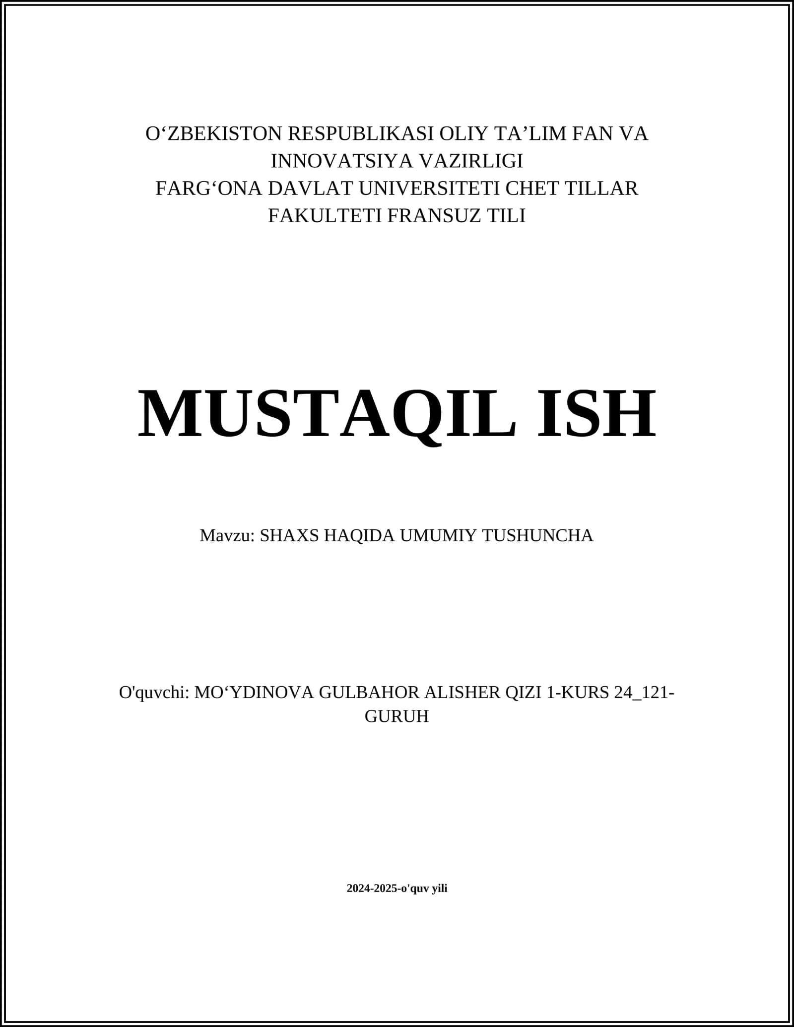 SHAXS HAQIDA UMUMIY TUSHUNCHA 1