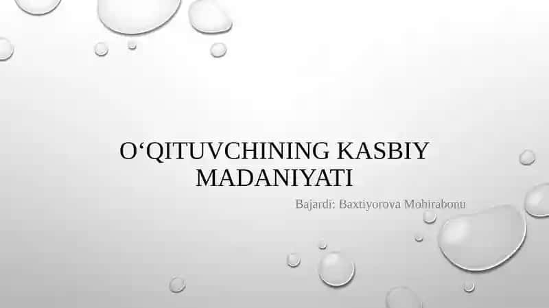 O‘qituvchining Kasbiy Madaniyati