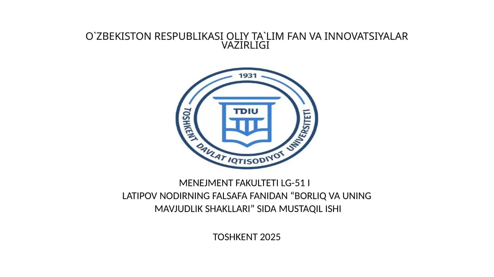 BORLIQ VA UNING MAVJUDLIK SHAKLLARI 1