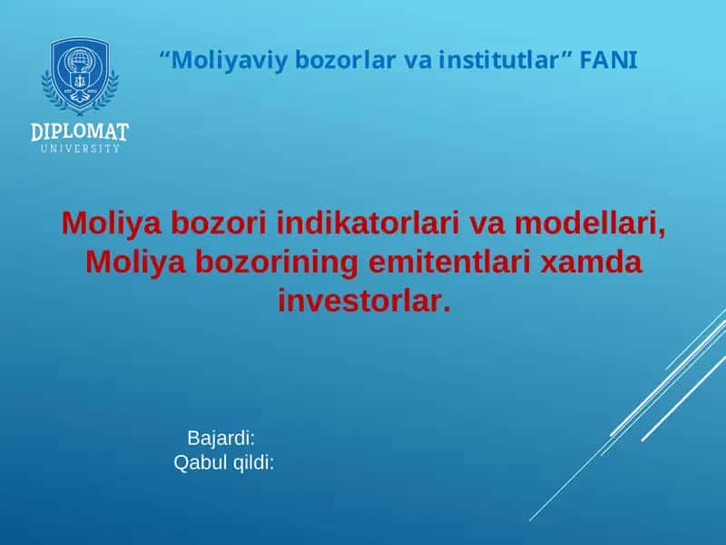 Moliva bozorlar va institutlar fanı 1