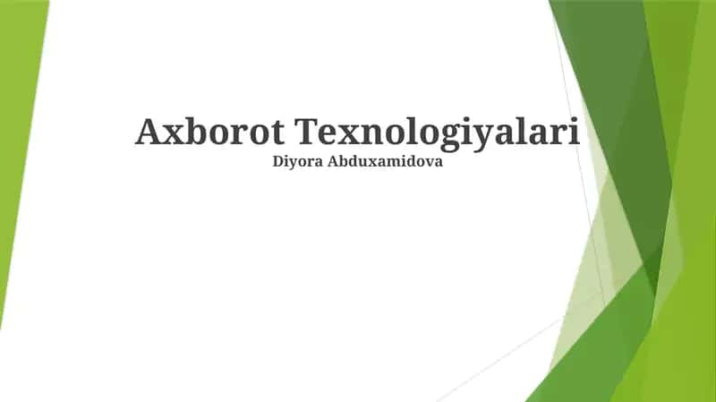 Axborot Texnologiyalari 1